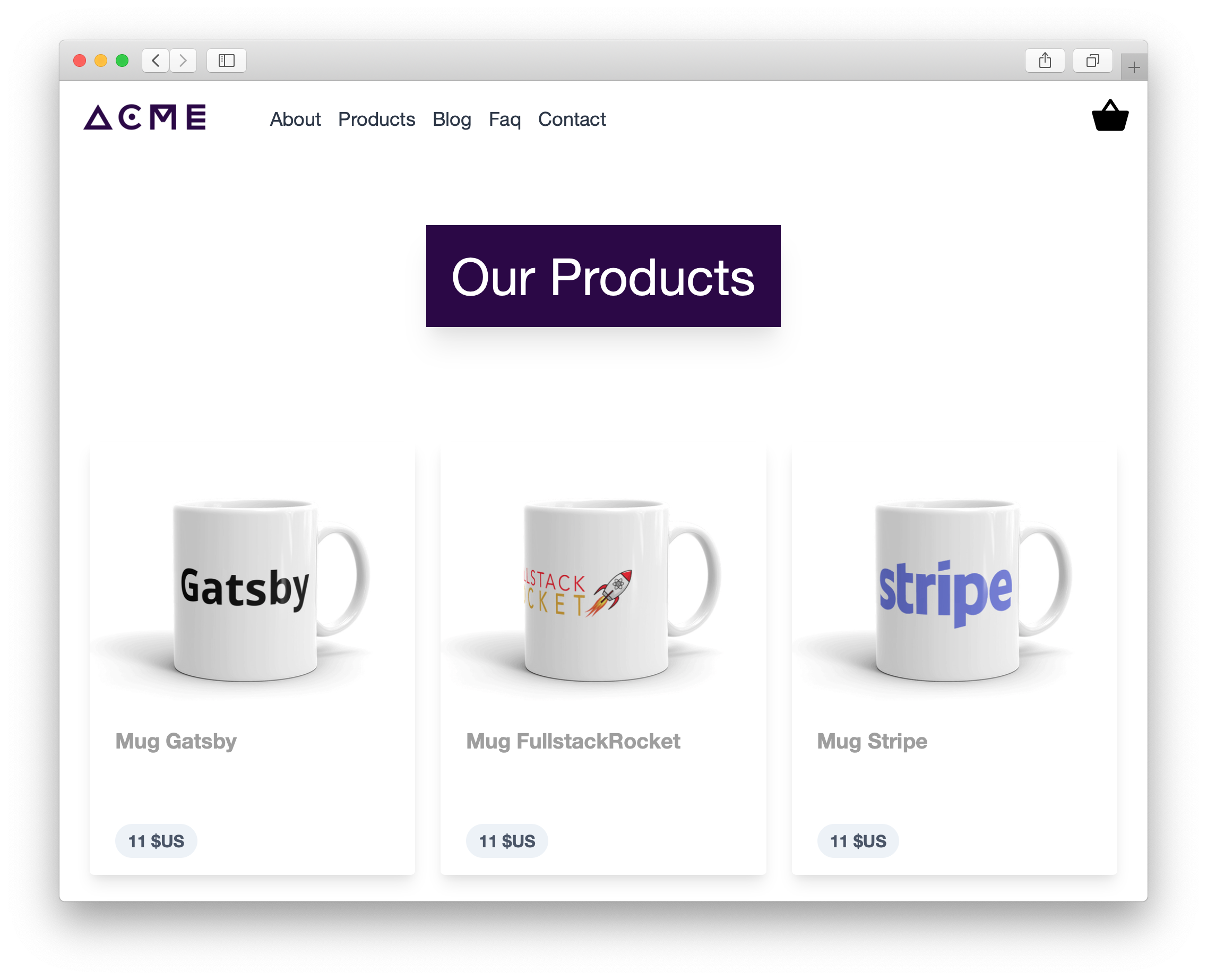 Products page